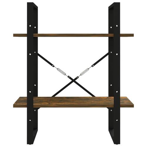 Bogreol m. 2 hylder 60x30x70 cm konstrueret træ røget egetræ