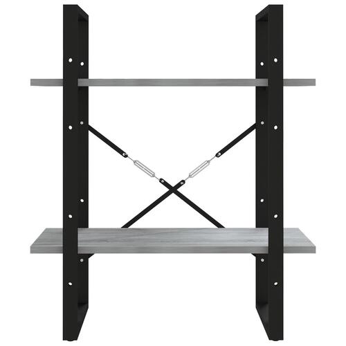 Bogreol m. 2 hylder 60x30x70 cm konstrueret træ grå sonoma