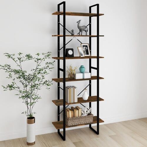 Reol 80x30x210 cm konstrueret træ røget egetræsfarve