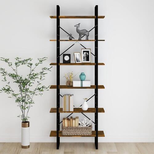 Reol 80x30x210 cm konstrueret træ røget egetræsfarve