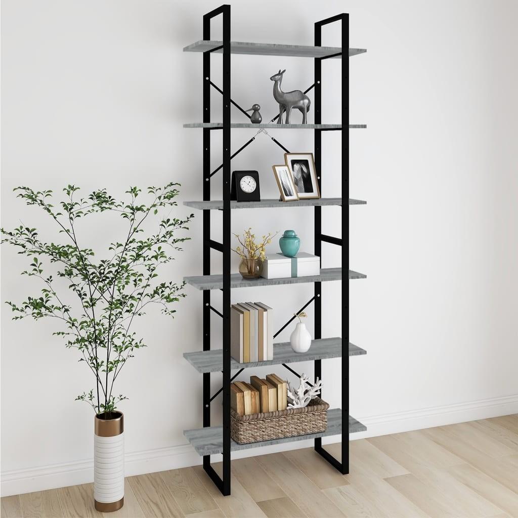Reol 80x30x210 cm konstrueret træ grå sonoma-eg