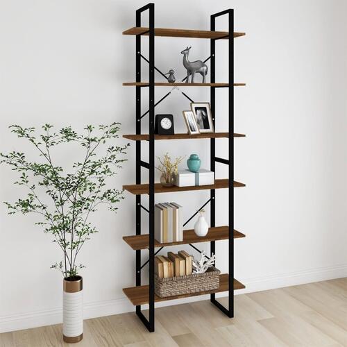 Reol 80x30x210 cm konstrueret træ brun egetræsfarve