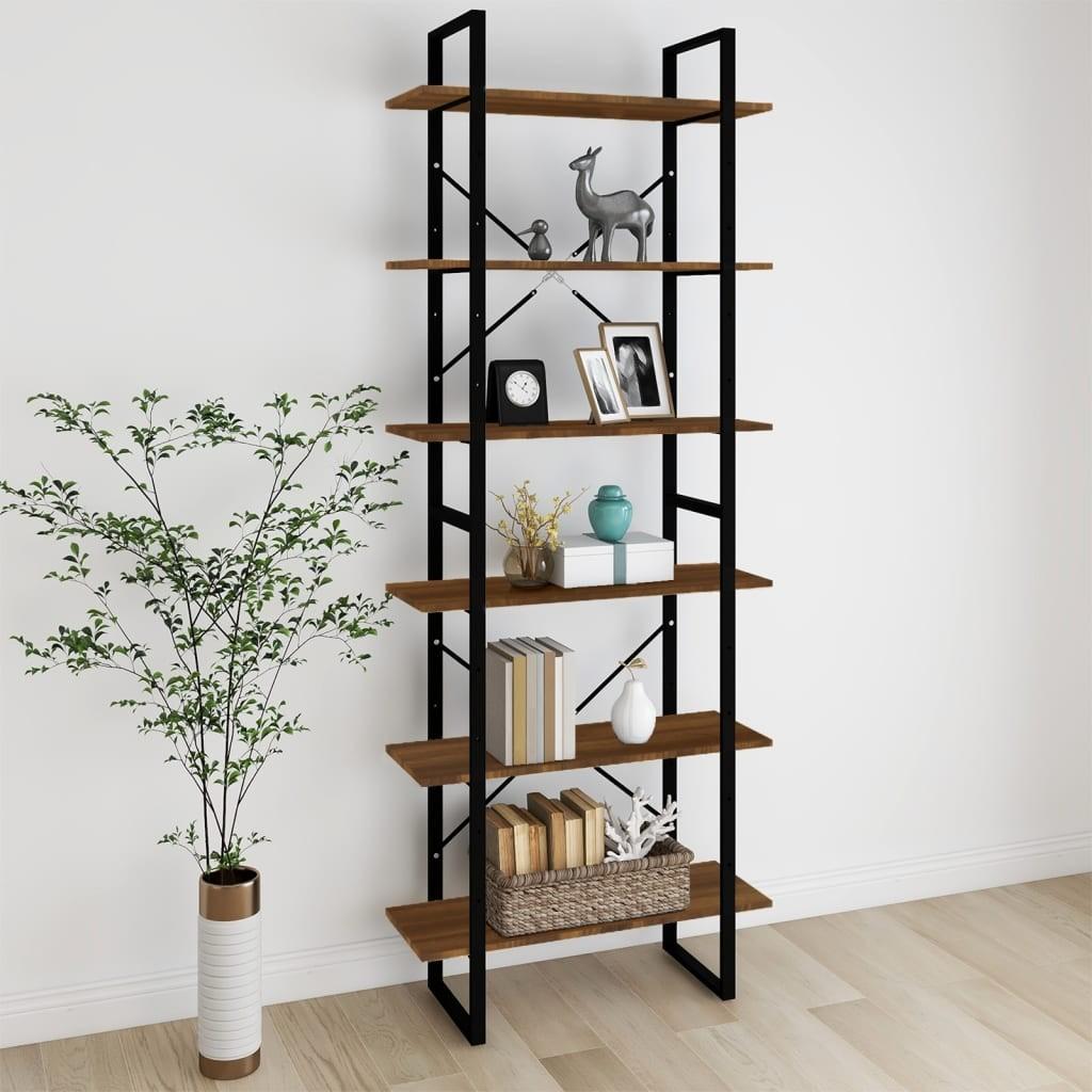 Reol 80x30x210 cm konstrueret træ brun egetræsfarve
