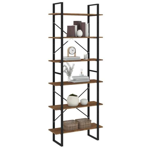 Reol 80x30x210 cm konstrueret træ brun egetræsfarve