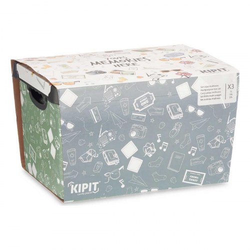 Kipit Memories - sæt med 3 stabelbare opbevaringsbokse, plastik, multifarvet (5 L, 10 L, 22 L)