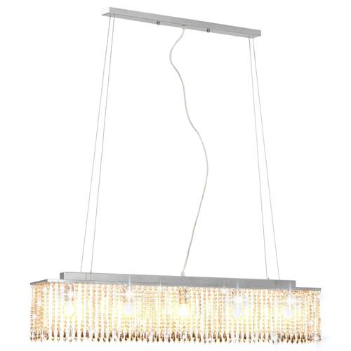 Loftslampe med krystalperler 104 cm E14 sølvfarvet