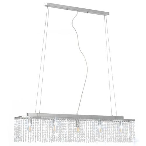 Loftslampe med krystalperler 104 cm E14 sølvfarvet