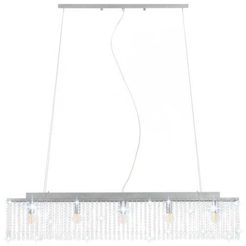 Loftslampe med krystalperler 104 cm E14 sølvfarvet