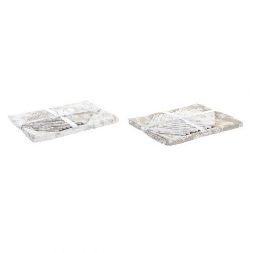 Dug og servietter - 9 dele, 2 sæt, 150 à 250 cm, Beige/Pink/Hvid/Grøn/Lys brun