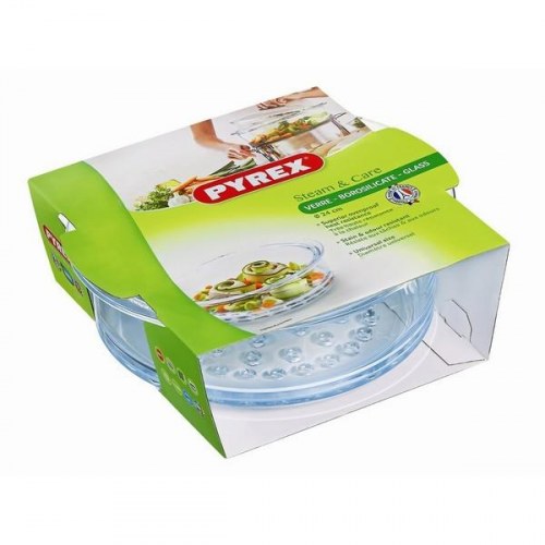 Pyrex Steam & Care ovnfad i glas - Ø 24 cm, gennemsigtig