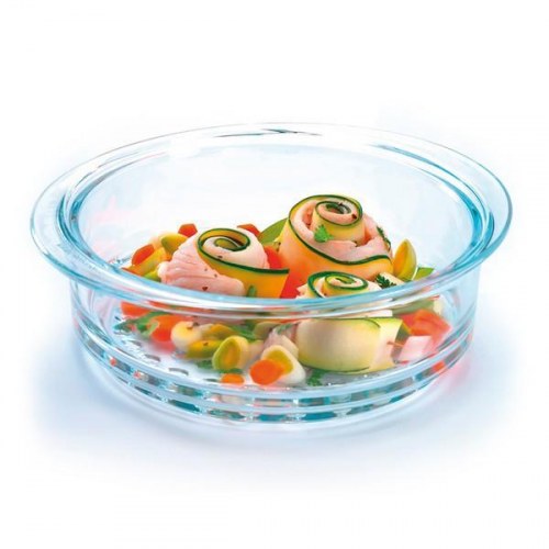 Pyrex Steam & Care ovnfad i glas - Ø 24 cm, gennemsigtig