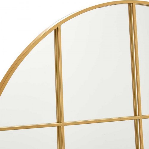Vægspejl - rund, gylden metal, 100 cm