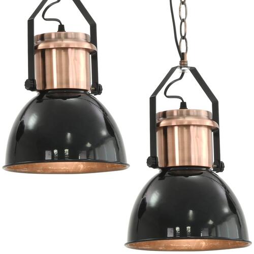 Loftslampe 2 stk. rund E27 sort
