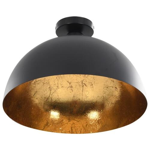 Loftslamper 2 stk. halvkugle E27 sort og guldfarvet