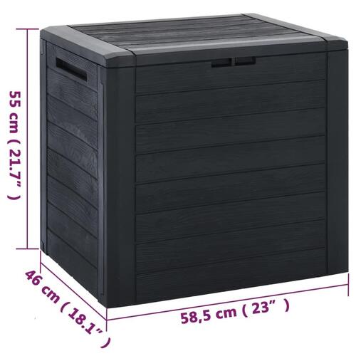 Opbevaringskasse til haven 58,5x46x55 cm polypropylen antracit