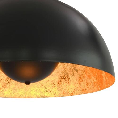 Loftslamper 2 stk. halvkugle 40 cm E27 sort og guldfarvet