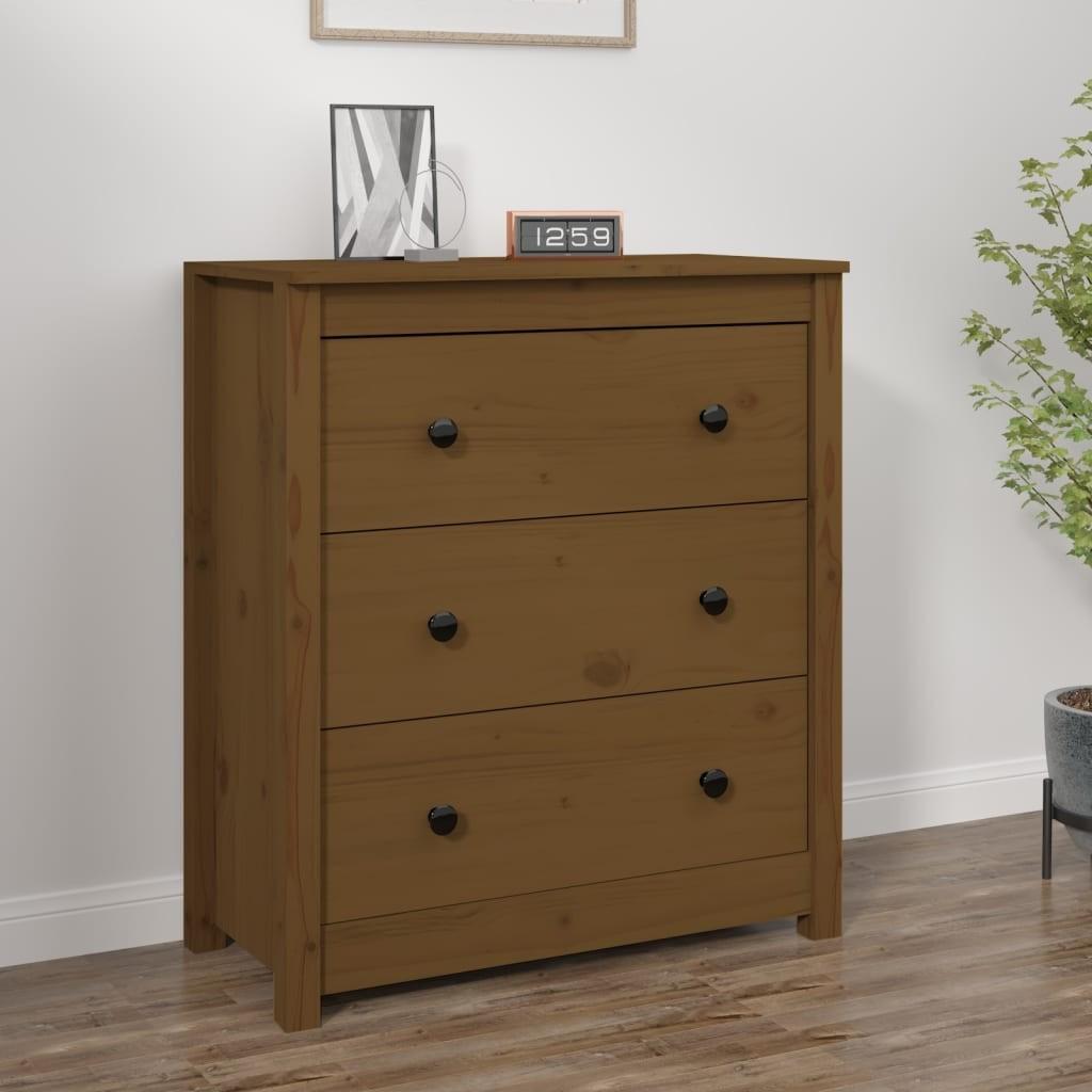 Skænk 70x35x80 cm massivt fyrretræ gyldenbrun