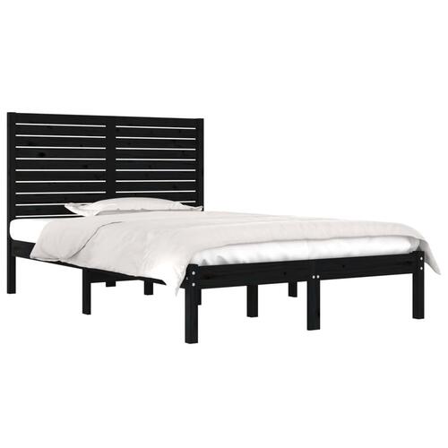 Sengeramme 140x190 cm massivt træ sort