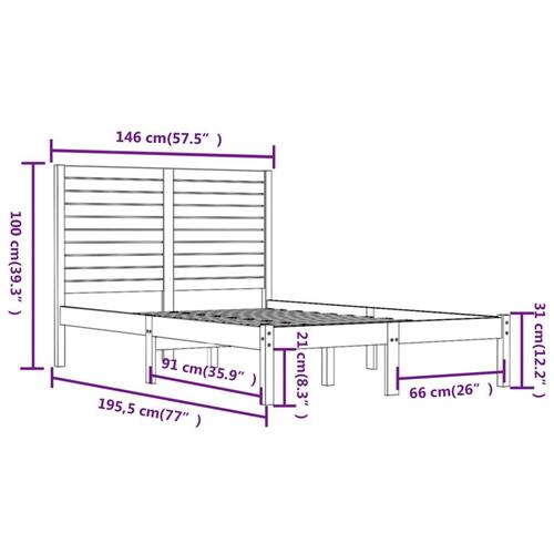 Sengeramme 140x190 cm massivt træ sort