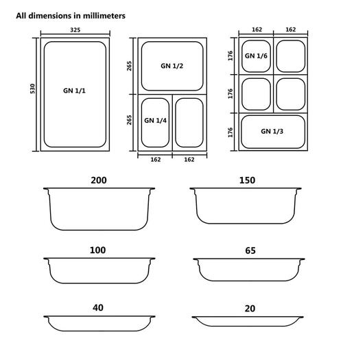 Gastronorm beholder 2 stk. GN 1/1 150 mm rustfrit stål