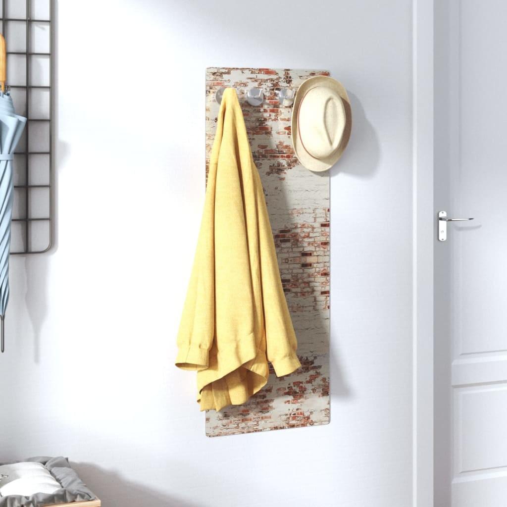 Væghængt knagerække 80x30 cm hærdet glas murstensvæg