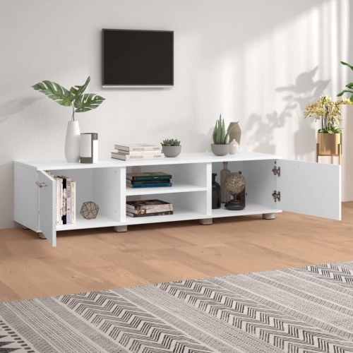 Tv-bord 140x40x35 cm konstrueret træ hvid