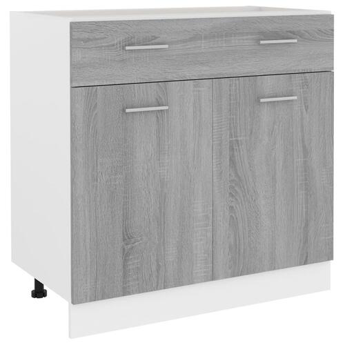 Køkkenskab m. skuffe 80x46x81,5 cm konstrueret træ grå sonoma
