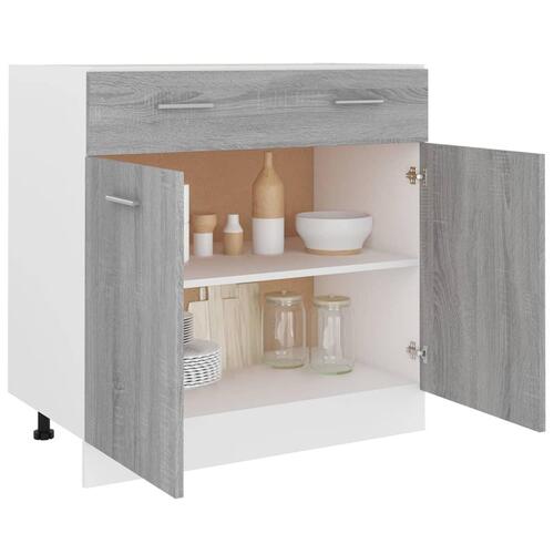 Køkkenskab m. skuffe 80x46x81,5 cm konstrueret træ grå sonoma