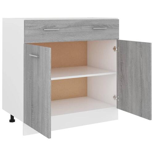 Køkkenskab m. skuffe 80x46x81,5 cm konstrueret træ grå sonoma