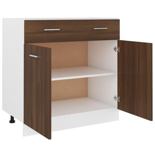 Køkkenskab m. skuffe 80x46x81,5 cm konstrueret træ brun egetræ