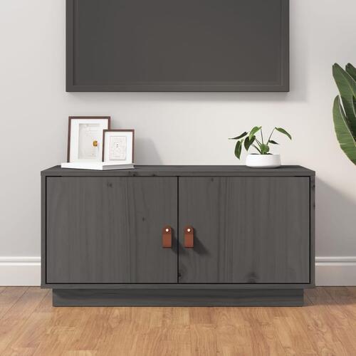 Tv-bord 80x34x40 cm massivt fyrretræ grå