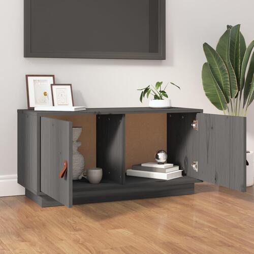 Tv-bord 80x34x40 cm massivt fyrretræ grå