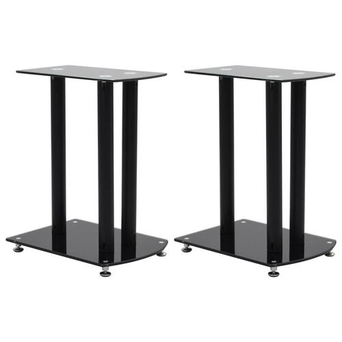 Højtalerstativ 2 stk. aluminium sort sikkerhedsglas