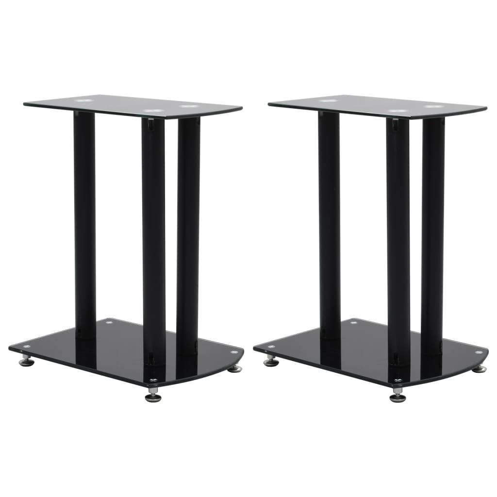 Højtalerstativ 2 stk. aluminium sort sikkerhedsglas
