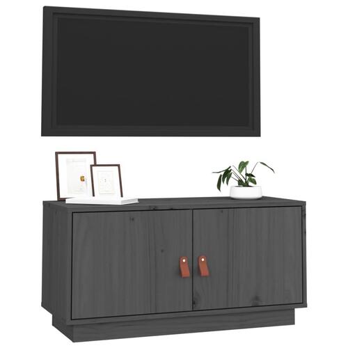 Tv-bord 80x34x40 cm massivt fyrretræ grå