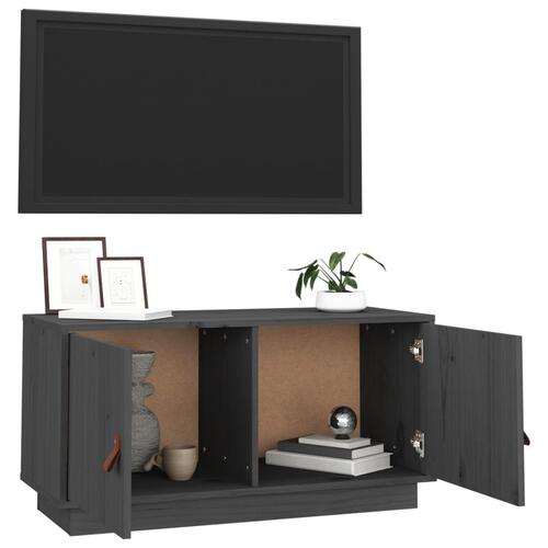 Tv-bord 80x34x40 cm massivt fyrretræ grå