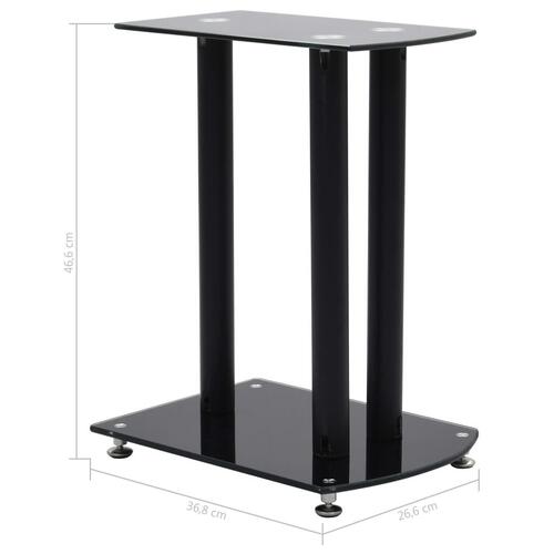 Højtalerstativ 2 stk. aluminium sort sikkerhedsglas