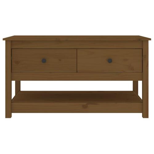Sofabord 102x49x55 cm massivt fyrretræ gyldenbrun
