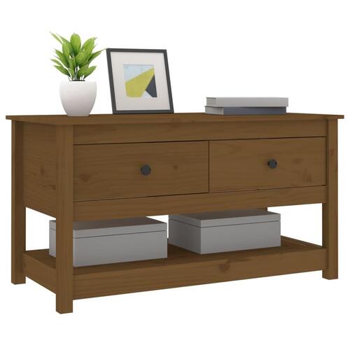 Sofabord 102x49x55 cm massivt fyrretræ gyldenbrun