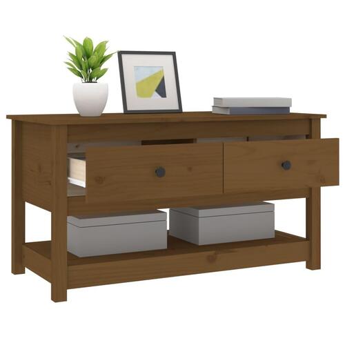 Sofabord 102x49x55 cm massivt fyrretræ gyldenbrun