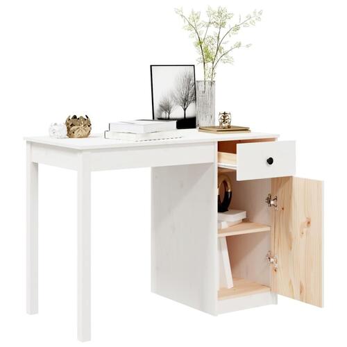 Skrivebord 100x50x75 cm massivt fyrretræ hvid