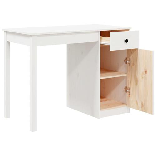 Skrivebord 100x50x75 cm massivt fyrretræ hvid