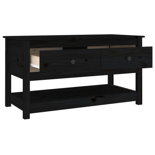 Sofabord 102x49x55 cm massivt fyrretræ sort
