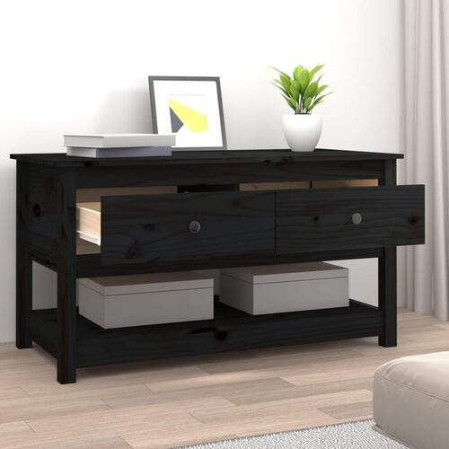 Sofabord 102x49x55 cm massivt fyrretræ sort