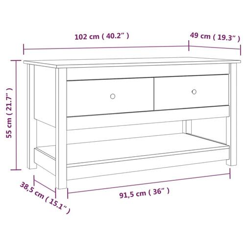 Sofabord 102x49x55 cm massivt fyrretræ sort