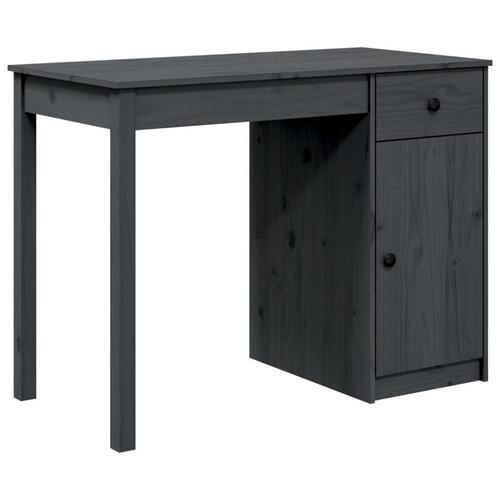 Skrivebord 100x50x75 cm massivt fyrretræ grå