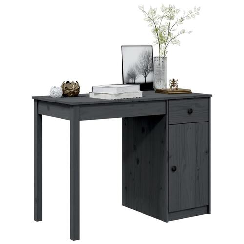 Skrivebord 100x50x75 cm massivt fyrretræ grå