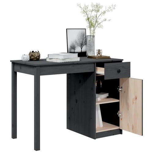 Skrivebord 100x50x75 cm massivt fyrretræ grå