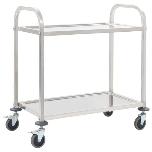 Køkkenvogn med 2 hylder 95x45x83,5 cm rustfrit stål