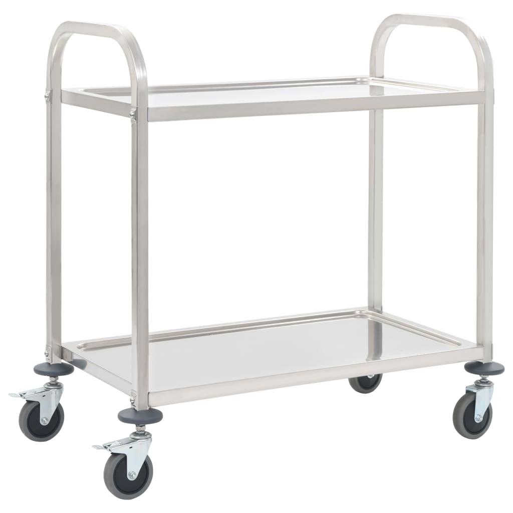 Køkkenvogn med 2 hylder 95x45x83,5 cm rustfrit stål